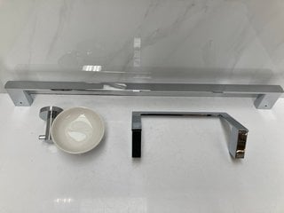 Lot 601  
            Marchington SR18 - Delivery or Collection 

                
BATHROOM ACCESSORY SET TO INCLUDE 600MM TOWEL RAIL IN CHROME, TOWEL RING & WALL M...