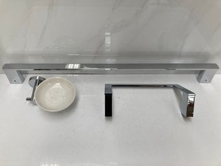 Lot 603  
            Marchington SR18 - Delivery or Collection 

                
BATHROOM ACCESSORY SET TO INCLUDE 600MM TOWEL RAIL IN CHROME, TOWEL RING & WALL M...