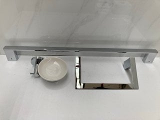 Lot 606  
            Marchington SR18 - Delivery or Collection 

                
BATHROOM ACCESSORY SET TO INCLUDE 600MM TOWEL RAIL IN CHROME, TOWEL RING & WALL M...