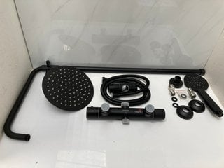 Lot 612  
            Marchington SR18 - Delivery or Collection 

                
THERMOSTATIC BAR SHOWER VALVE IN BLACK WITH RISER RAIL, ROUND FIXED SHOWER HEAD, ...