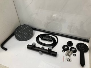 Lot 615  
            Marchington SR18 - Delivery or Collection 

                
THERMOSTATIC BAR SHOWER VALVE IN BLACK WITH RISER RAIL, ROUND FIXED SHOWER HEAD, ...