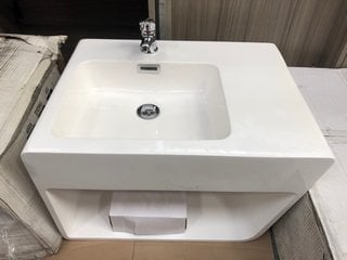 Lot 783  
            Marchington SR18 - Collection 

                
(COLLECTION ONLY) WALL MOUNTED 1TH LH POLYRESIN BASIN WITH VANITY TOP WITH INTEGR...