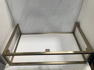 Lot 843  
            Marchington SR18 - Delivery or Collection 

                
AMBIENCE BRASS UNDERMOUNT VANITY UNIT FRAME WITH SHELF IN BRASS 800 X 480 X 200MM...