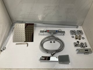 Lot 845  
            Marchington SR18 - Delivery or Collection 

                
SQUARE STYLED THERMOSTATIC BAR SHOWER VALVE IN CHROME WITH RISER RAIL, SQUARE FIX...