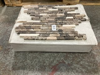 Lot 94  
            Marchington SR18 - Collection 

                
(COLLECTION ONLY) 1 BOX = 11 SHEETS OF 305MM2 STONE MOSAIC RANDOM PENCIL MIXED BR...