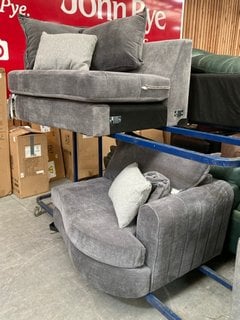 Lot 404  
            Marchington SR10 - Collection 

                
(COLLECTION ONLY) DFS CURVED UPHOLSTERED SOFA IN STEEL: LOCATION - A2