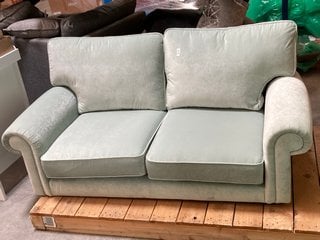 Lot 406  
            Marchington SR10 - Delivery or Collection 

                
NEXT MEDIUM 2 SEATER SCROLL ARM STYLE SOFA IN TEAL PLUSH FABRIC - ORIGINAL RRP £5...