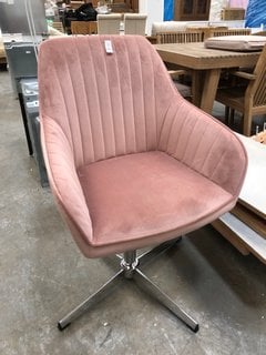 Lot 485  
            Marchington SR10 - Delivery or Collection 

                
JOHN LEWIS & PARTNERS BROOKS SWIVEL OFFICE CHAIR IN BLUSH PINK VELVET - ORIGINAL ...