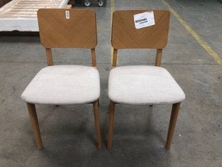 Lot 510  
            Marchington SR10 - Delivery or Collection 

                
PAIR OF JOHN LEWIS & PARTNERS FERN DINING CHAIRS IN OAK AND NATURAL: LOCATION - D7