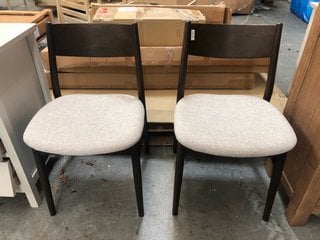 Lot 516  
            Marchington SR10 - Delivery or Collection 

                
PAIR OF JOHN LEWIS & PARTNERS PARITY DINING CHAIRS IN DARK WALNUT AND NATURAL - O...