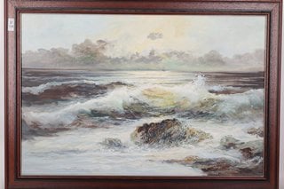 Lot 538  
            Marchington SR10 - Delivery or Collection 

                
LARGE FRAMED ORIGINAL OIL PAINTING ON CANVAS, 'SEASCAPE': LOCATION - C1