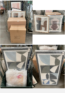 Lot 556  
            Marchington SR10 - Delivery or Collection 

                
CAGE OF ASSORTED JOHN LEWIS & PARTNERS HOMEWARE TO INCLUDE ABSTRACT STYLE RECTANG...