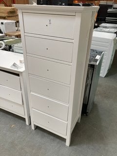 Lot 610  
            Marchington SR10 - Delivery or Collection 

                
JOHN LEWIS & PARTNERS WILTON 6 DRAWER TALLBOY IN WHITE - ORIGINAL RRP £237: LOCAT...
