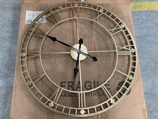 Lot 62  
            Marchington SR10 - Delivery or Collection 

                
COX & COX PACIFIC LARGE ROUND SKELETON STYLE WALL CLOCK IN ANTIQUE BRASS FINISH: ...