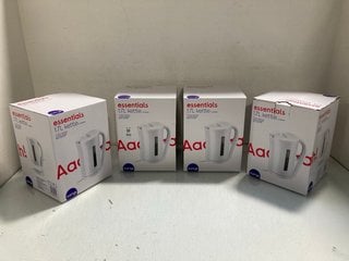 Lot 100  
            Marchington SR13 - Parcel Delivery Only 

                
4 X ESSENTIAL 1.7 LITRE JUG KETTLES IN WHITE: LOCATION - WH3