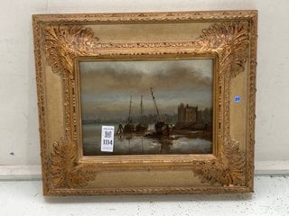 Lot 1114  
            Marchington SR13 - Parcel Delivery Only 

                
OIL PAINTING, BRITISH 20TH CENTURY SCHOOL, HARBOUR SCENE, INDISTINCTLY SIGNED IN ...