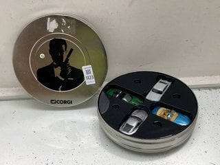 Lot 1123  
            Marchington SR13 - Parcel Delivery Only 

                
JAMES BOND CORGI DIE CAST VEHICLE COLLECTION IN A COLLECTOR'S TIN: LOCATION - F1