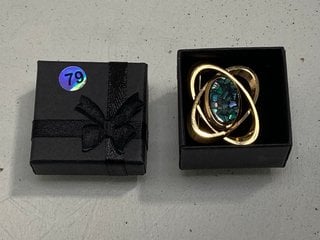 Lot 1205  
            Marchington SR13 - Parcel Delivery Only 

                
A VINTAGE GOLD COLOURED NEW ZEALAND BROOCH SET WITH PAU'A SHELL, BOXED: LOCATION ...