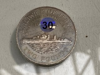 Lot 1216  
            Marchington SR13 - Parcel Delivery Only 

                
1985 LIBERATION OF JERSEY COMMEMORATIVE TWO POUND COIN: LOCATION - F1