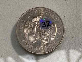 Lot 1222  
            Marchington SR13 - Parcel Delivery Only 

                
GUERNSEY 1985 COMMEMORATIVE TWO POUND COIN, 40TH ANNIVERSARY OF THE LIBERATION: L...