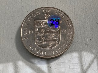 Lot 1223  
            Marchington SR13 - Parcel Delivery Only 

                
GUERNSEY 25 PENCE 1978 ROYAL VISIT COMMEORATIVE COIN: LOCATION - F1