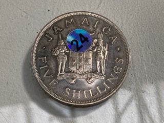 Lot 1224  
            Marchington SR13 - Parcel Delivery Only 

                
JAMAICAN FIVE SHILLING COMMEMORATIVE COIN, 1966 BRITISH EMPIRE AND COMMONWEALTH G...