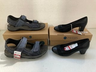 Lot 122  
            Marchington SR13 - Parcel Delivery Only 

                
PAVERS MENS SANDALS IN NAVY-UK SIZE 9 TO INCLUDE PAVERS LADIES HEELED SHOES IN BL...