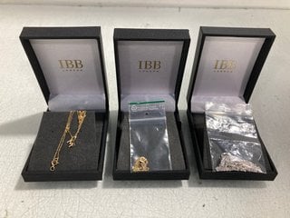 Lot 1277  
            Marchington SR13 - Parcel Delivery Only 

                
3 X ASSORTED IBB LONDON JEWELLERY ITEMS TO INCLUDE INTERLOCKED PENDANT CHAIN NECK...
