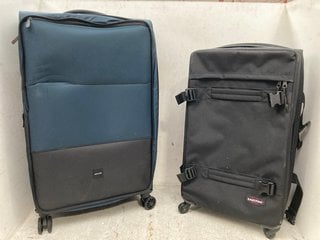 Lot 1325  
            Marchington SR13 - Parcel Delivery Only 

                
ANTLER 4 WHEELED LARGE FABRIC SUITCASE IN GREEN TO INCLUDE EASTPAK TRANSIT'R SUIT...