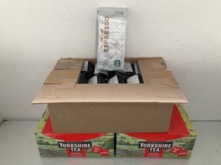 Lot 137  
            Marchington SR13 - Parcel Delivery Only 

                
2 X BOXES OF 200 YORKSHIRE TEA TEA BAGS TO INCLUDE 10 X 250G PACK OF STARBUCKS DE...