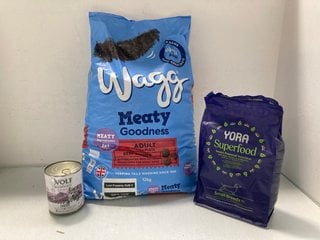 Lot 159  
            Marchington SR13 - Parcel Delivery Only 

                
3 X ASSORTED PET FOOD ITEMS TO INCLUDE 800G TIN OF WOLF OF WILDERNESS JUNIOR DOG ...