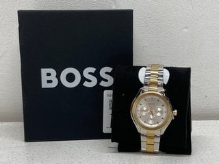 Lot 17  
            Marchington SR13 - Parcel Delivery Only 

                
BOSS LINK BRACELET WATCH & GIFT BOX - GOLD & SILVER TONE STEEL - ORIGINAL RRP £24...
