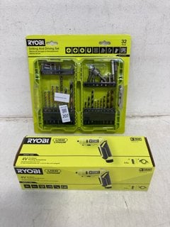 Lot 207  
            Marchington SR13 - Parcel Delivery Only 

                
RYOBI 32 PIECE DRILLING AND DRIVING SET TO INCLUDE RYOBI 4V CORDLESS PIVOTING SCR...