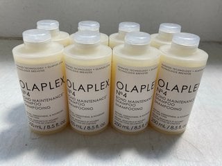 Lot 223  
            Marchington SR13 - Parcel Delivery Only 

                
8 X 250ML OLAPLEX NO4 BOND MAINTENANCE SHAMPOOS -ORIGINAL COMBINED RRP £160.00: L...
