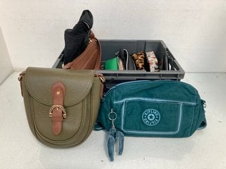 Lot 338  
            Marchington SR13 - Parcel Delivery Only 

                
QTY OF ASSORTED BAGS / BACKPACKS TO INCLUDE KIPLING TEAL CROSSBODY BAG: LOCATION ...