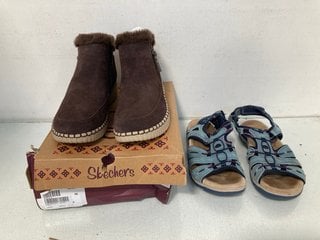Lot 356  
            Marchington SR13 - Parcel Delivery Only 

                
SKECHERS DARK BROWN ANKLE BOOTS - UK SIZE: 6 TO INCLUDE BLUE / NAVY / PINK SANDAL...