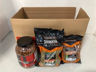 Lot 376  
            Marchington SR13 - Parcel Delivery Only 

                
QTY OF ASSORTED FISHING ITEMS TO INCLUDE SONUBAITS CHOCOLATE / ORANGE STIKI METHO...