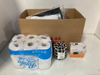 Lot 378  
            Marchington SR13 - Parcel Delivery Only 

                
QTY OF HOUSEHOLD ITEMS TO INCLUDE PURELY & SMILE PACK OF 12 TOILET TISSUE ROLLS: ...