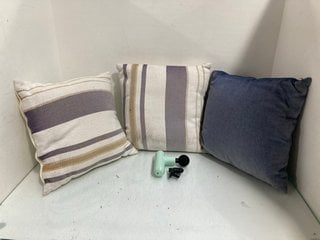 Lot 525  
            Marchington SR13 - Parcel Delivery Only 

                
3 X ASSORTED JOHN LEWIS & PARTNERS CUSHIONS TO INCLUDE LOLA MASSAGE GUN: LOCATION...