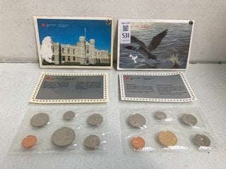 Lot 531  
            Marchington SR13 - Parcel Delivery Only 

                
2 X ROYAL CANADIAN MINT COINAGE SETS, BRILLIANT AND UNCIRCULATED IN SLEEVE WITH I...