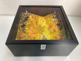 Lot 546  
            Marchington SR13 - Parcel Delivery Only 

                
A BESPOKE HANDMADE STEEL FRAMED ALLEGORICAL DIORAMA WALL HANGING COMPOSED OF MANY...