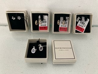 Lot 64  
            Marchington SR13 - Parcel Delivery Only 

                
5 X ASSORTED BUCKINGHAM JEWELLERY EARRINGS TO INCLUDE PAIR OF CUBIC ZIRCONIA FLOW...