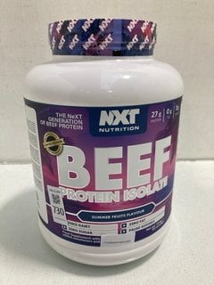 Lot 730  
            Marchington SR13 - Parcel Delivery Only 

                
1.8 KG TUB OF NXT NUTRITION BEEF PROTEIN ISOLATE FOOD SUPPLEMENT IN SUMMER FRUITS...