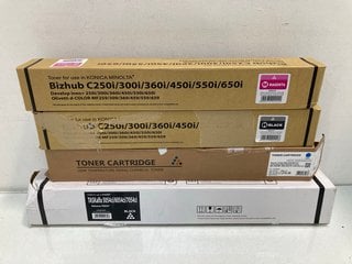 Lot 768  
            Marchington SR13 - Parcel Delivery Only 

                
4 X ASSORTED TONER CARTRIDGES TO INCLUDE KONICA MINOLTA TONER IN MAGENTA: LOCATIO...