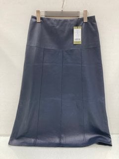 Lot 778  
            Marchington SR13 - Parcel Delivery Only 

                
CEFFIN TIANA LEATHER PANELLED MIDI SKIRT IN NAVY-UK SIZE 10-ORIGINAL RRP £420.00:...