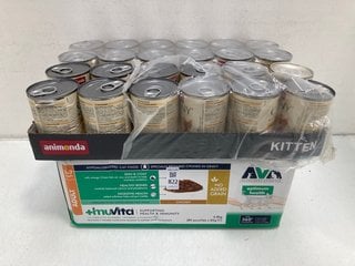 Lot 822  
            Marchington SR13 - Parcel Delivery Only 

                
QTY OF ANIMONDA CARNY KITTEN FOOD TO INCLUDE 80 X 85G POUCHES OF AVA OPTIMUM HEAL...