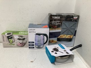 Lot 946  
            Marchington SR13 - Parcel Delivery Only 

                
4 X ASSORTED HOUSEHOLD ITEMS TO INCLUDE TOWER 4 SLICE FAMILY DEEP FILL SANDWICH M...