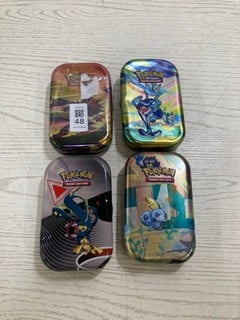 Lot 48  
            Nottingham SR2 - Delivery Only 

                
4 X POKEMON TRADING CARD GAME MINI TINS
