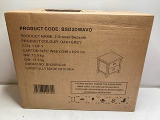 Lot 208  
            Nottingham SR9 - Delivery Only 

                
HOME SOURCE AVON 2 DRAWER BEDROOM BEDSIDE TABLE