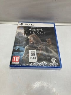 Lot 234  
            Nottingham SR9 - Delivery Only 

                
ASSASSINS CREED MIRAGE GAME FOR PS5 - 18+ ID REQUIRED